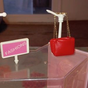 Barbie doll red shoulder bag purse chain strap vintage